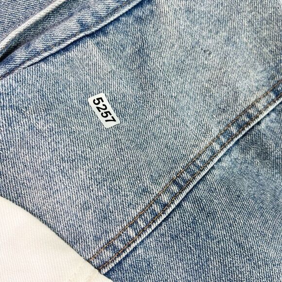 Republic Denim Jacket Womens Medium Two-Tone Button-Up oversized Raw hem - Picture 7 of 7